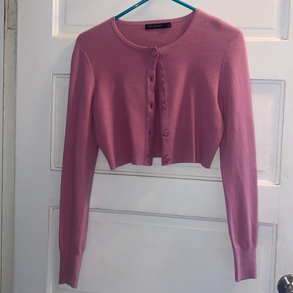 The limited button up crop sweater